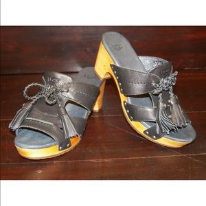 New Womens UGG Shaelyn Black Leather Stud Clog